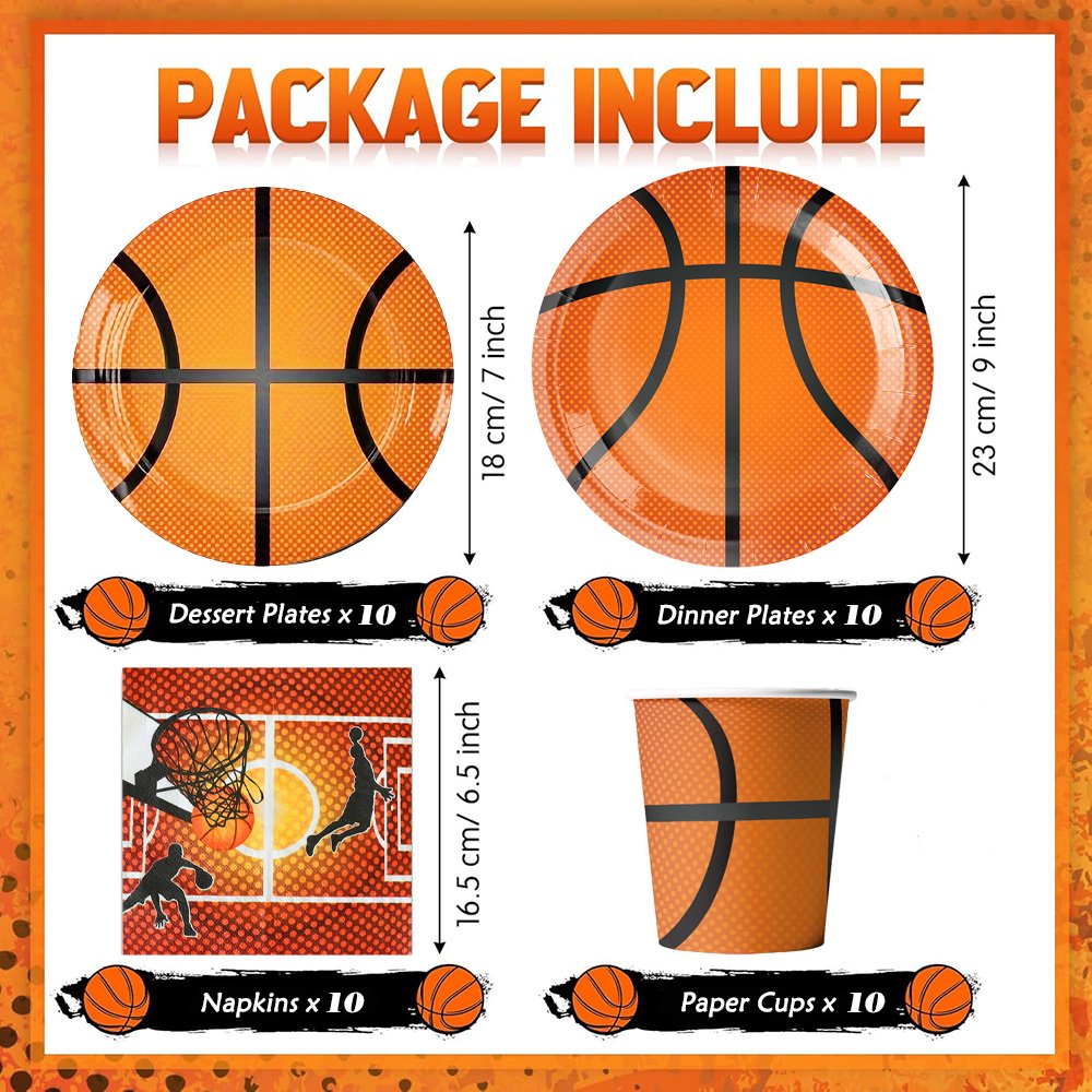 Basketball Theme Party Tableware Set Basketball Party Decoration Disposable Plates Party Supplies 80PCS