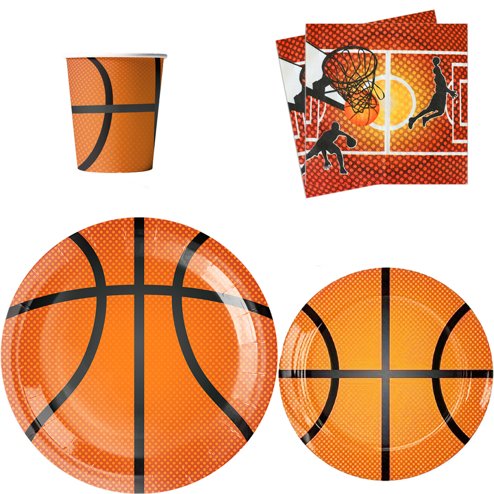 Basketball Theme Party Tableware Set Basketball Party Decoration Disposable Plates Party Supplies 80PCS