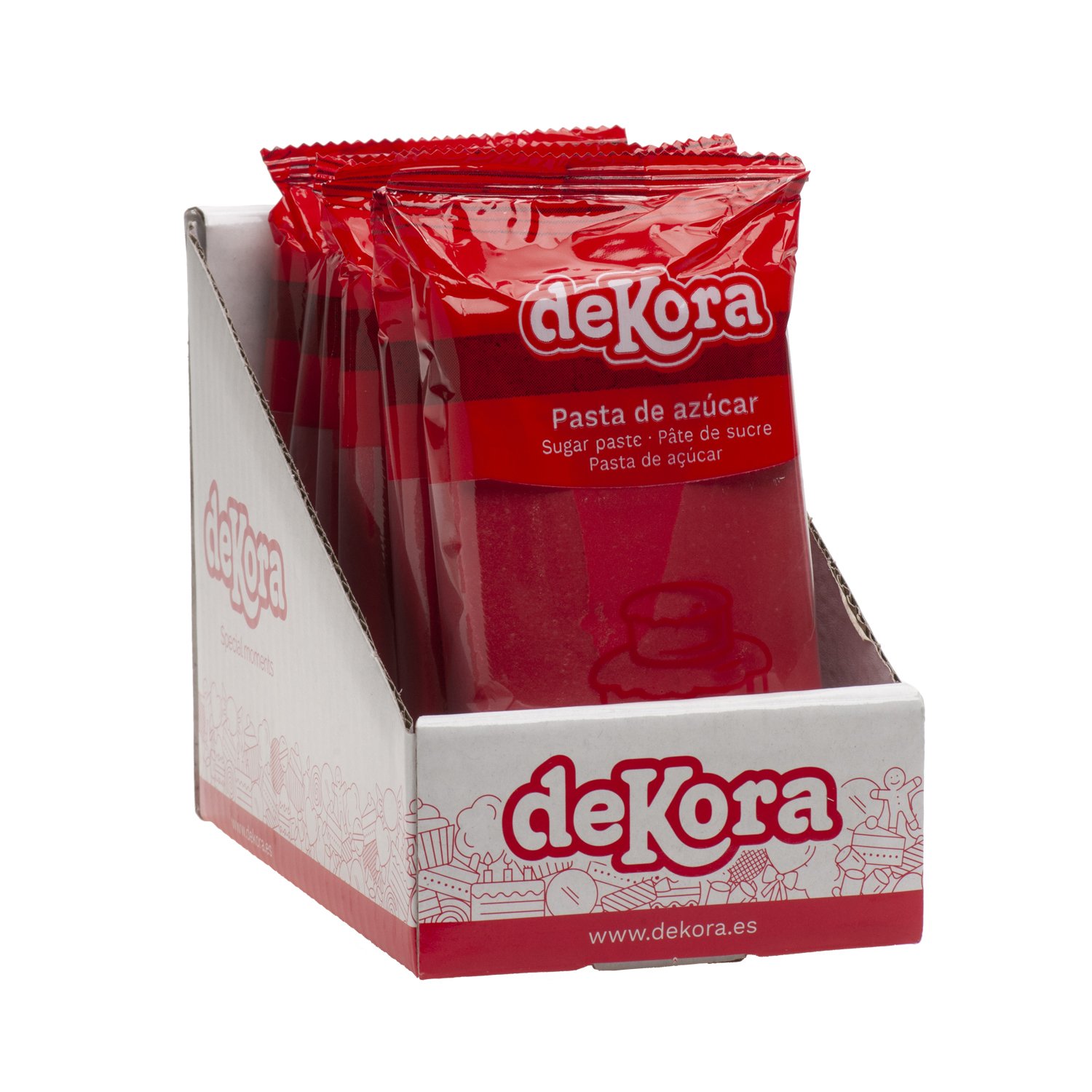Dekora Brand Display Of 6 250G Edible Red Sugar Paste Fondant Perfect For Cake Topping Decorating
