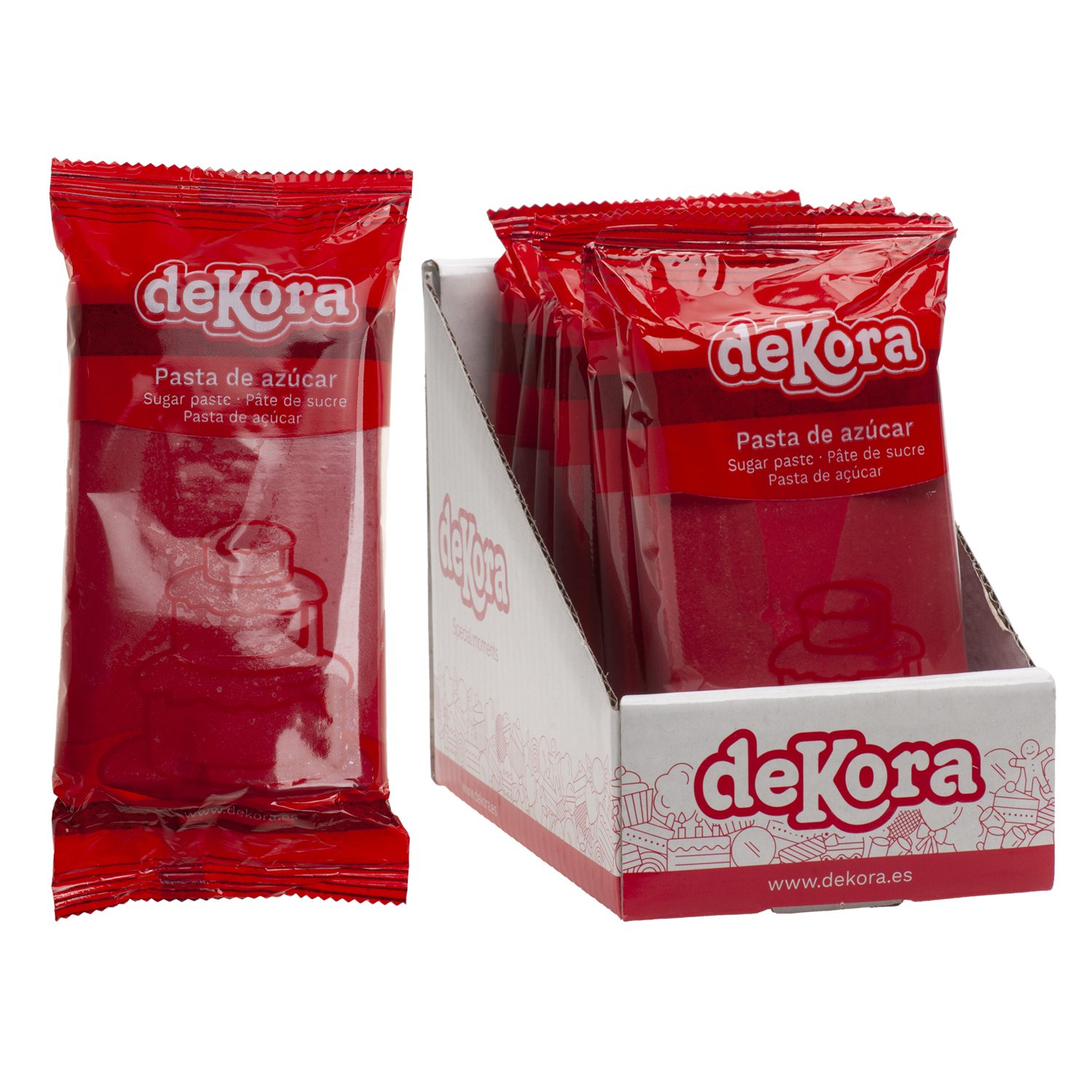 Dekora Brand Display Of 6 250G Edible Red Sugar Paste Fondant Perfect For Cake Topping Decorating