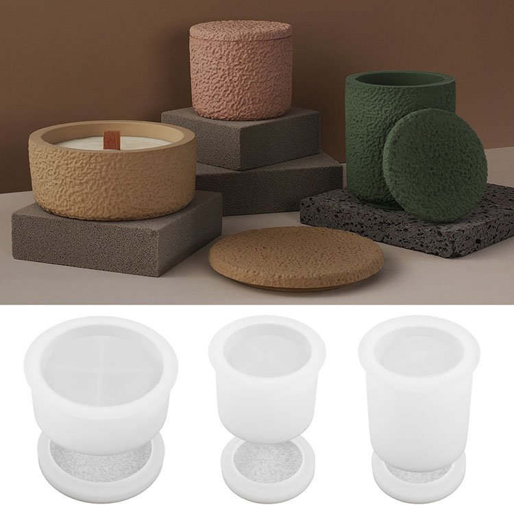 YS Circular Candle Jar Silicone Molds With Cover Soybean Wax Candle Container Casting Mould DIY Aromatherapy Candle Cup Making