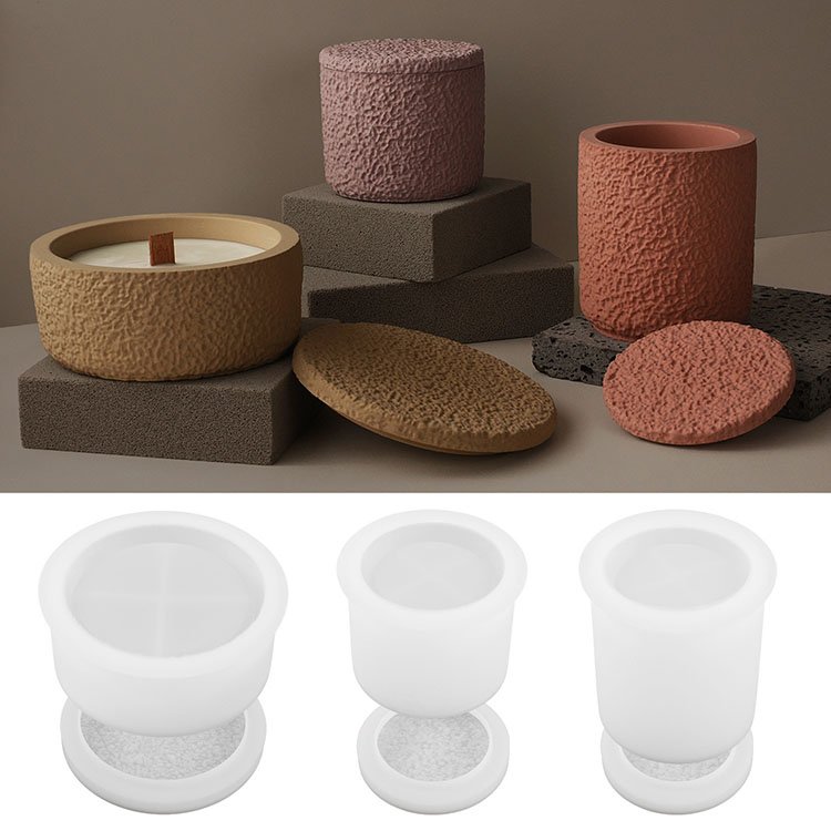 YS Circular Candle Jar Silicone Molds With Cover Soybean Wax Candle Container Casting Mould DIY Aromatherapy Candle Cup Making
