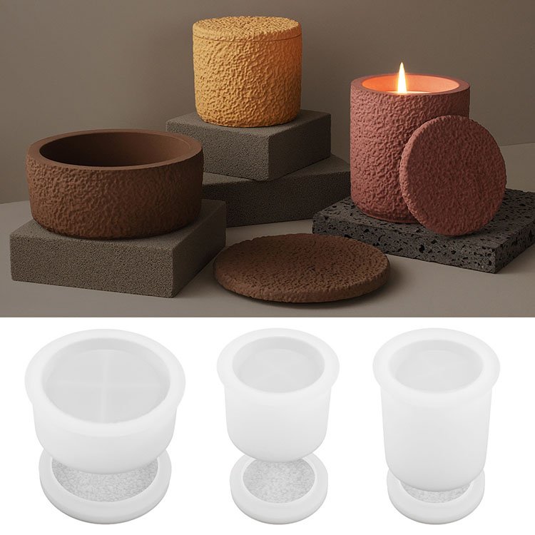 YS Circular Candle Jar Silicone Molds With Cover Soybean Wax Candle Container Casting Mould DIY Aromatherapy Candle Cup Making