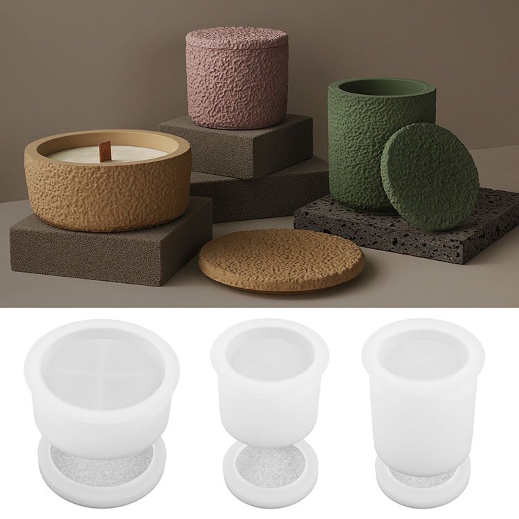 YS Circular Candle Jar Silicone Molds With Cover Soybean Wax Candle Container Casting Mould DIY Aromatherapy Candle Cup Making