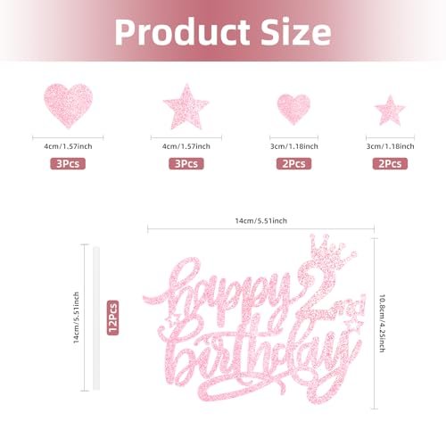 Happy Birthday Cake Decoration with Glitter 5th Birthday Cake Topper Star Cupcake Picks for Baby Shower Birthday Party Decor