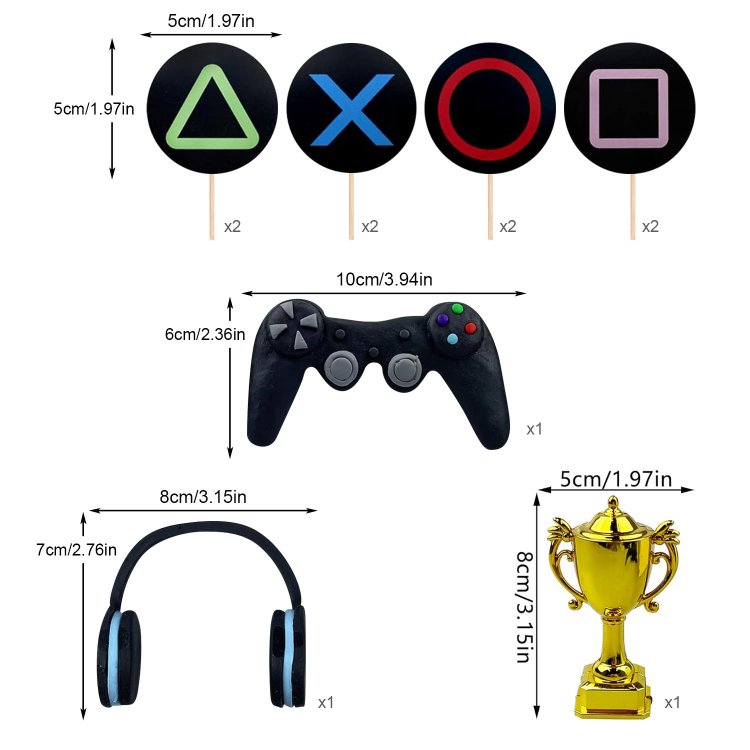Video Game Themes Cake Toppers Headset Game Console Controller Cake Decoration Game Theme Birthday Party Supplies