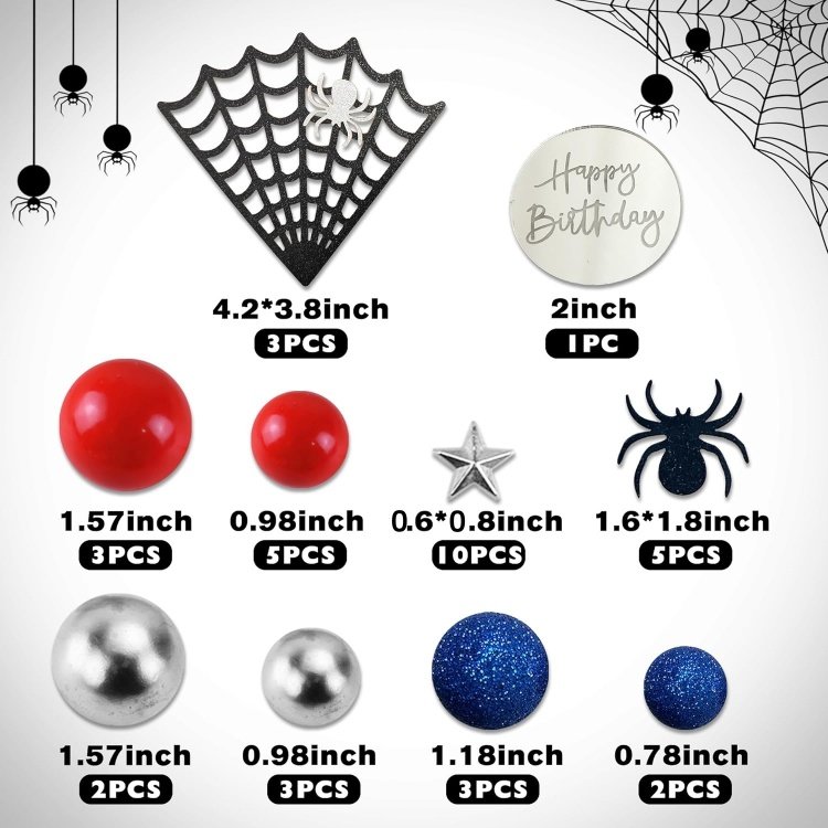 Halloween Spider Cake Topper Boys Men's Birthday Parties Baby Showers Featuring Spider Web Balls Stars Christmas Supplies