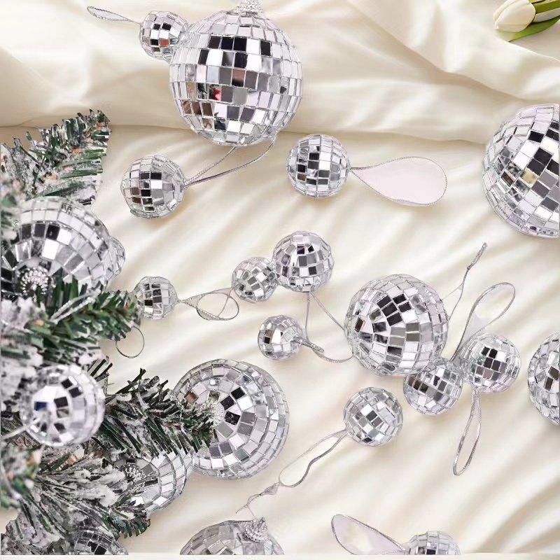 Disco mirror ball 3-15cm silver dazzling reflective glass disco wedding stage party decoration ball cake topper
