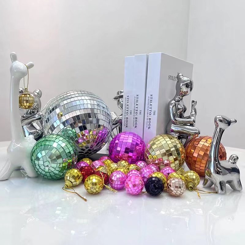 Disco mirror ball 3-15cm silver dazzling reflective glass disco wedding stage party decoration ball cake topper