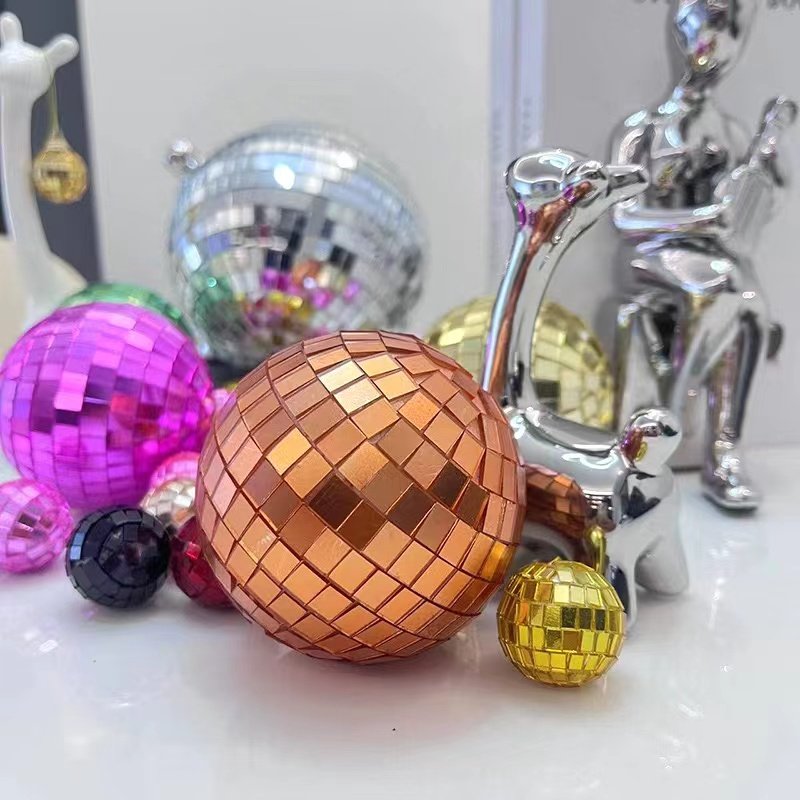 Disco mirror ball 3-15cm silver dazzling reflective glass disco wedding stage party decoration ball cake topper