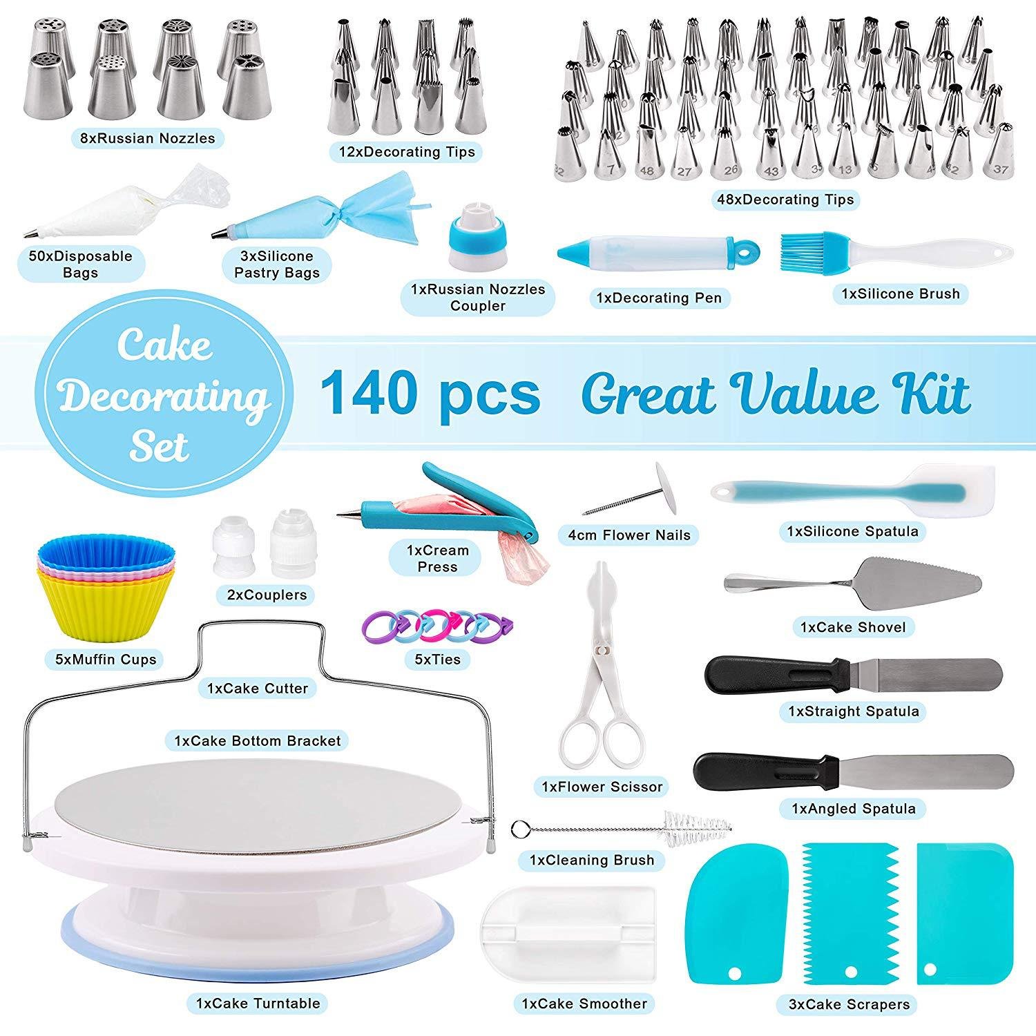 140pcs cake decorating tools kit sugar craft cake decoration supplies fondant cake decorating tools pastry baking utensils