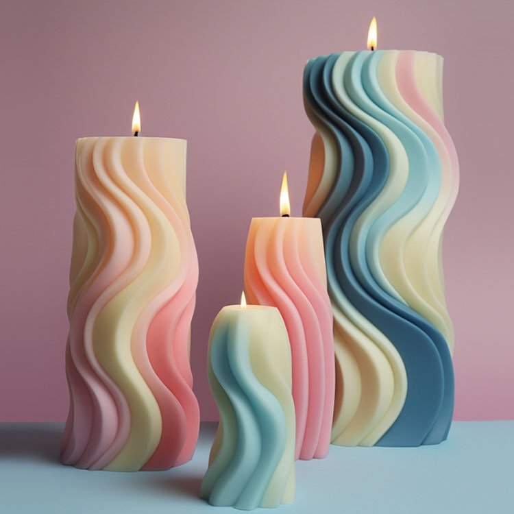 YS Spiral Cylindrical Silicone Candle Mold Wavy Cylindrical Home Decorations Casting Mould DIY Soy Aromatherapy Candle Making