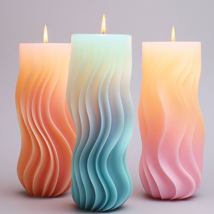 YS Spiral Cylindrical Silicone Candle Mold Wavy Cylindrical Home Decorations Casting Mould DIY Soy Aromatherapy Candle Making