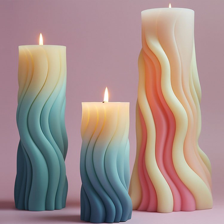 YS Spiral Cylindrical Silicone Candle Mold Wavy Cylindrical Home Decorations Casting Mould DIY Soy Aromatherapy Candle Making