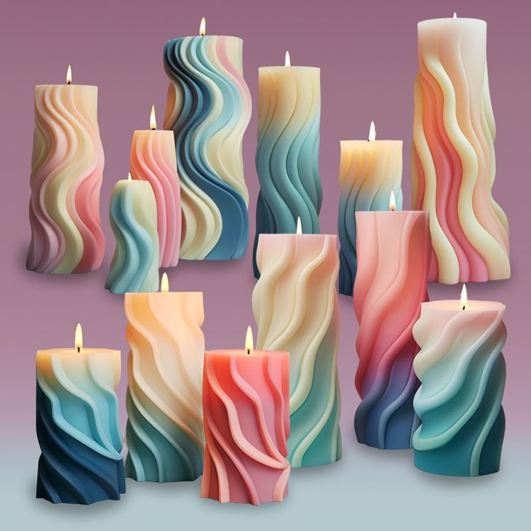YS Spiral Cylindrical Silicone Candle Mold Wavy Cylindrical Home Decorations Casting Mould DIY Soy Aromatherapy Candle Making