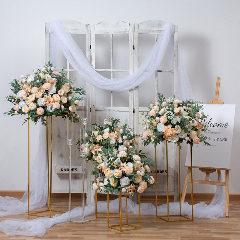 Gold Metal Plinth Flower Stand for Birthday Events Wedding Supplies & Decorations Backdrop Flower Wall & Cake Table