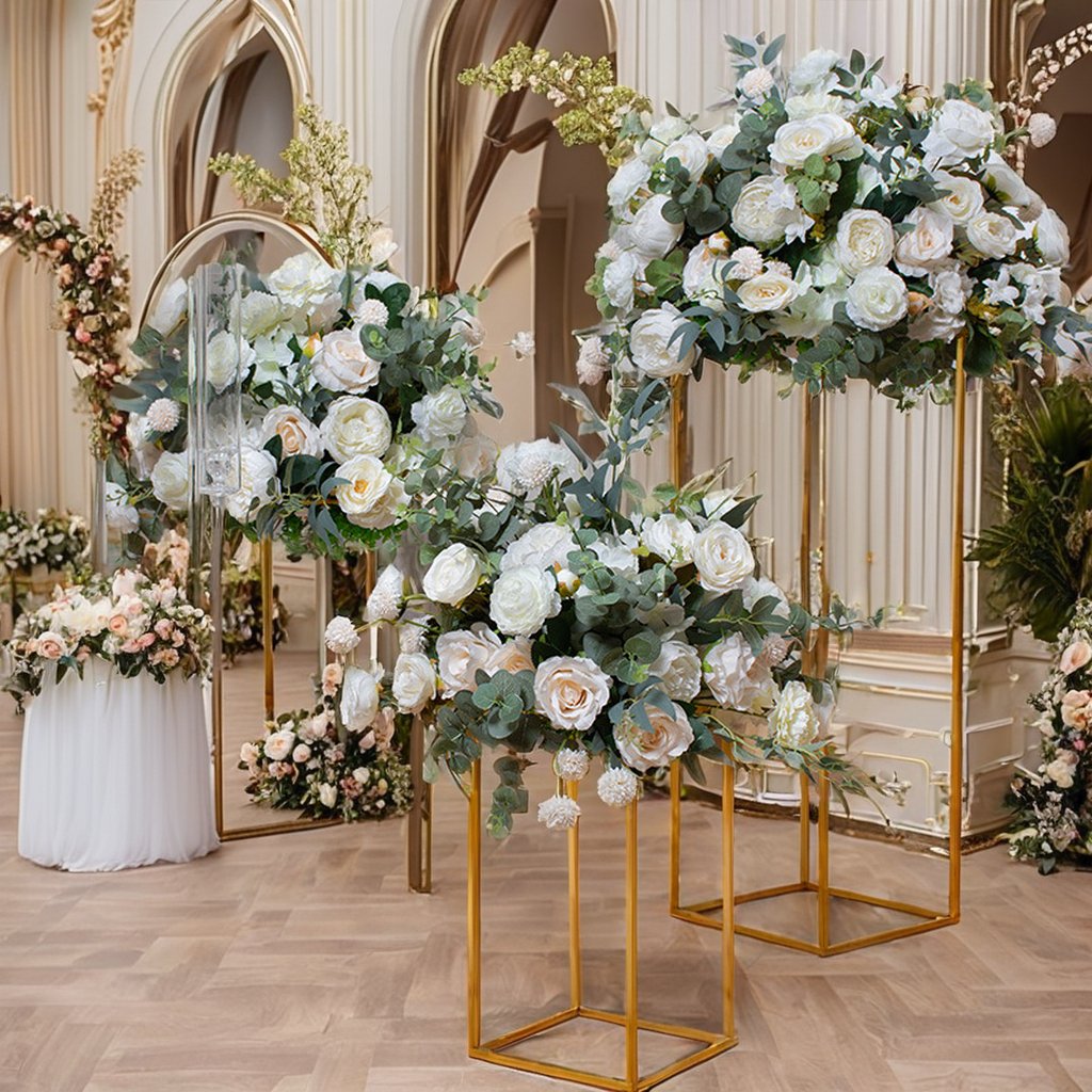 Gold Metal Plinth Flower Stand for Birthday Events Wedding Supplies & Decorations Backdrop Flower Wall & Cake Table