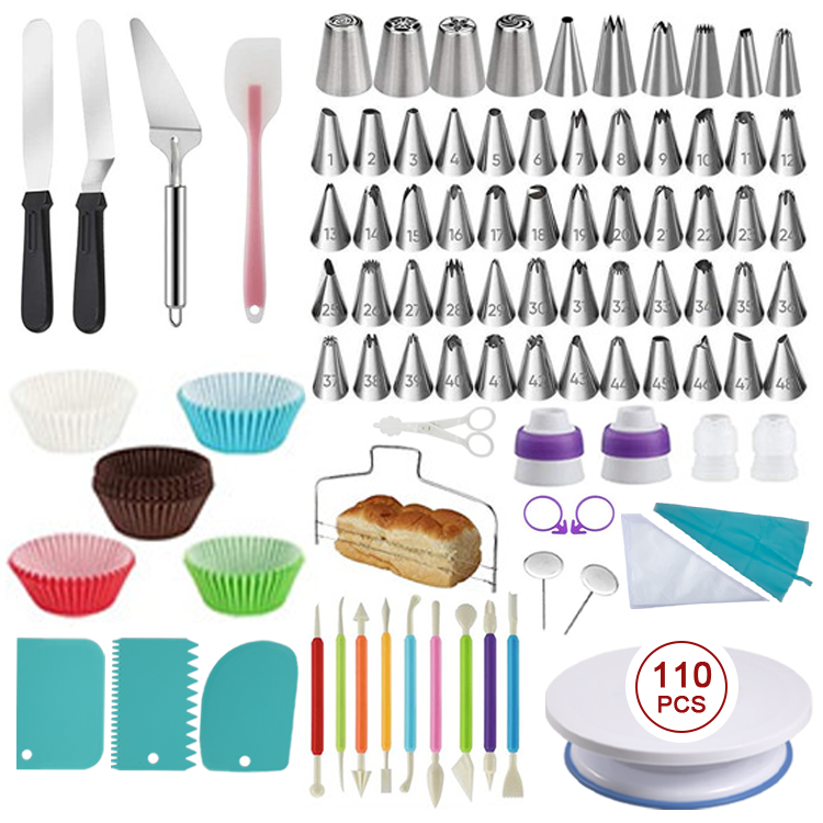 207/140/106pcs Cake Decorating Tools Kit Nozzle Set With Turntable Baking Tools