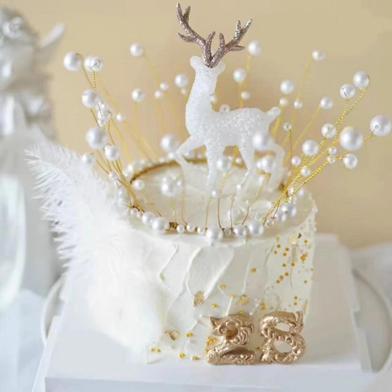 hot selling 1pcs Sparkling plastic Christmas Deer birthday decoration baking decoration Christmas crystal deer cake topper