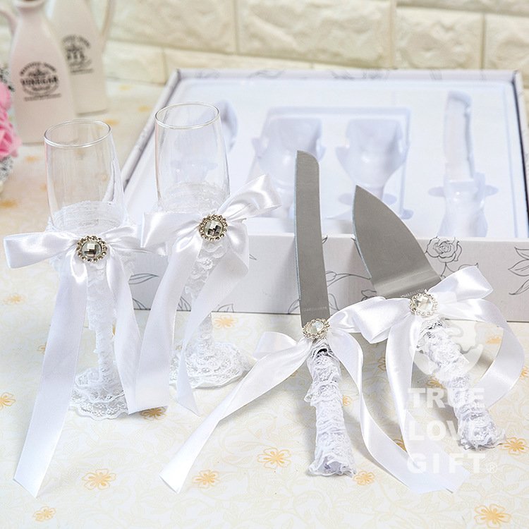 Wine Glass Knives And Forks Four Piece Set Western Wedding Set Romantic Gift Wine Glass cake decorating supplies