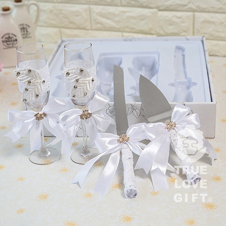 Wine Glass Knives And Forks Four Piece Set Western Wedding Set Romantic Gift Wine Glass cake decorating supplies