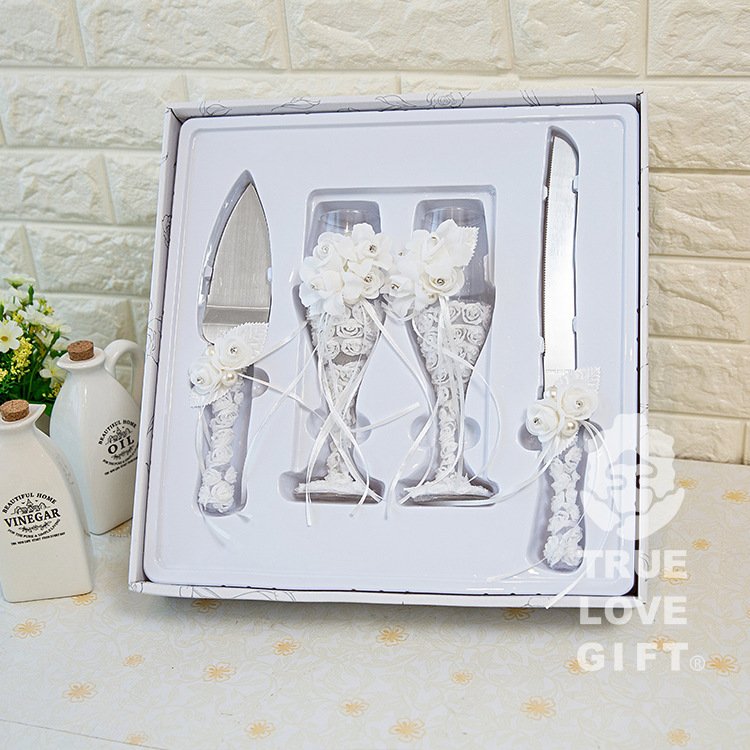 Wine Glass Knives And Forks Four Piece Set Western Wedding Set Romantic Gift Wine Glass cake decorating supplies