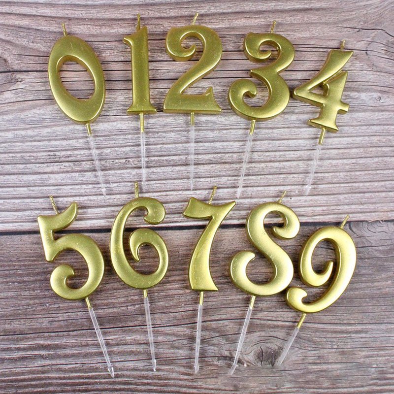 Happy Birthday 0 1 2 3 4 5 6 7 8 9 Cake Number Candle Gold Number Candles Cake Decorating supplies