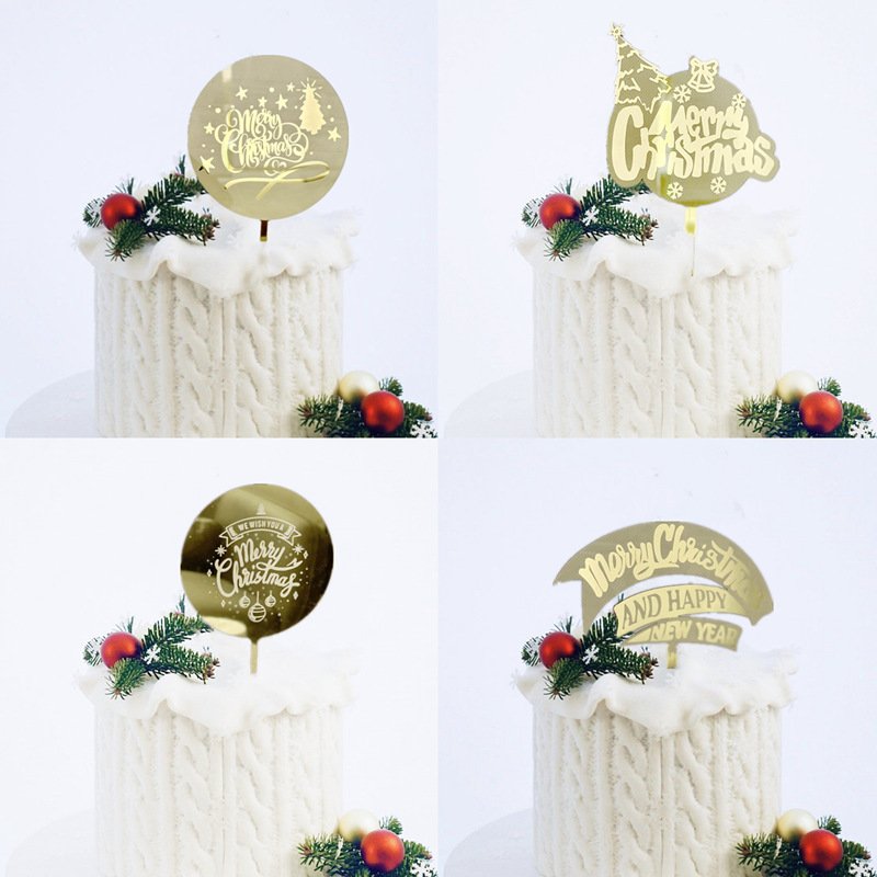 Marking merry christmas cake topper cake decorating supplies Christmas Tree bell acrylic cake topper