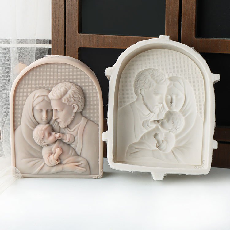 YS Plane Relief Virgin Mary Jesus Silicone Candle Mold Religious Decorations Casting Mould DIY Aromatherapy Candle Making