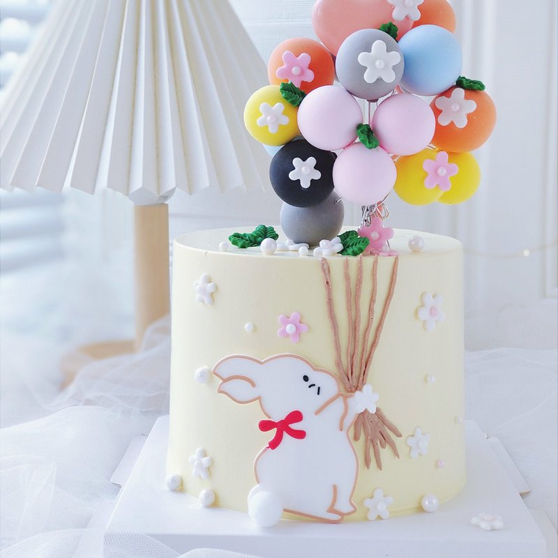 Mini Character Happy Birthday Cake Decoration Rabbit With Tail Topper Cake Cute Princess Cake Topper For Girls