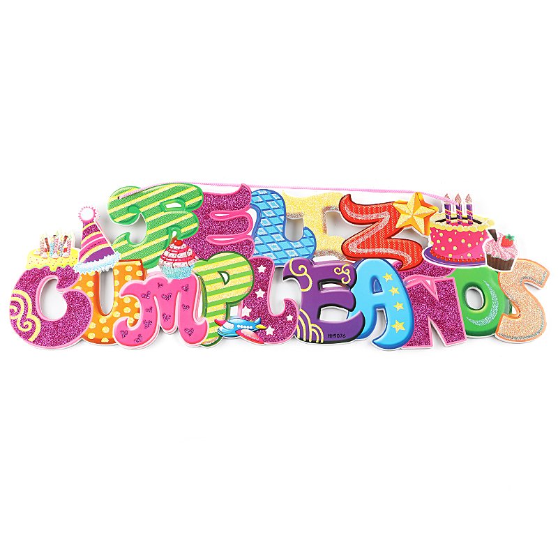 New design Feliz cumpleanos lettering shape cake birthday hanging decoration