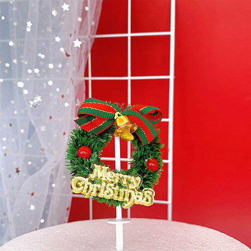 Christmas Cake Decorations Cake Toppers Santa Deer Star Tree Bell Garland Festive topper for Christmas Party Supplies