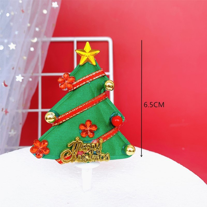 Christmas Cake Decorations Cake Toppers Santa Deer Star Tree Bell Garland Festive topper for Christmas Party Supplies