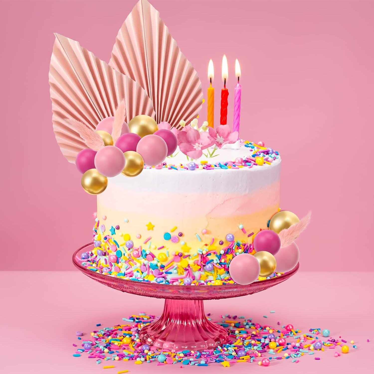 Boho Cake Topper Mini Balls Cake Toppers Foam Balloon Cake Toppers for Birthday Party Supplies