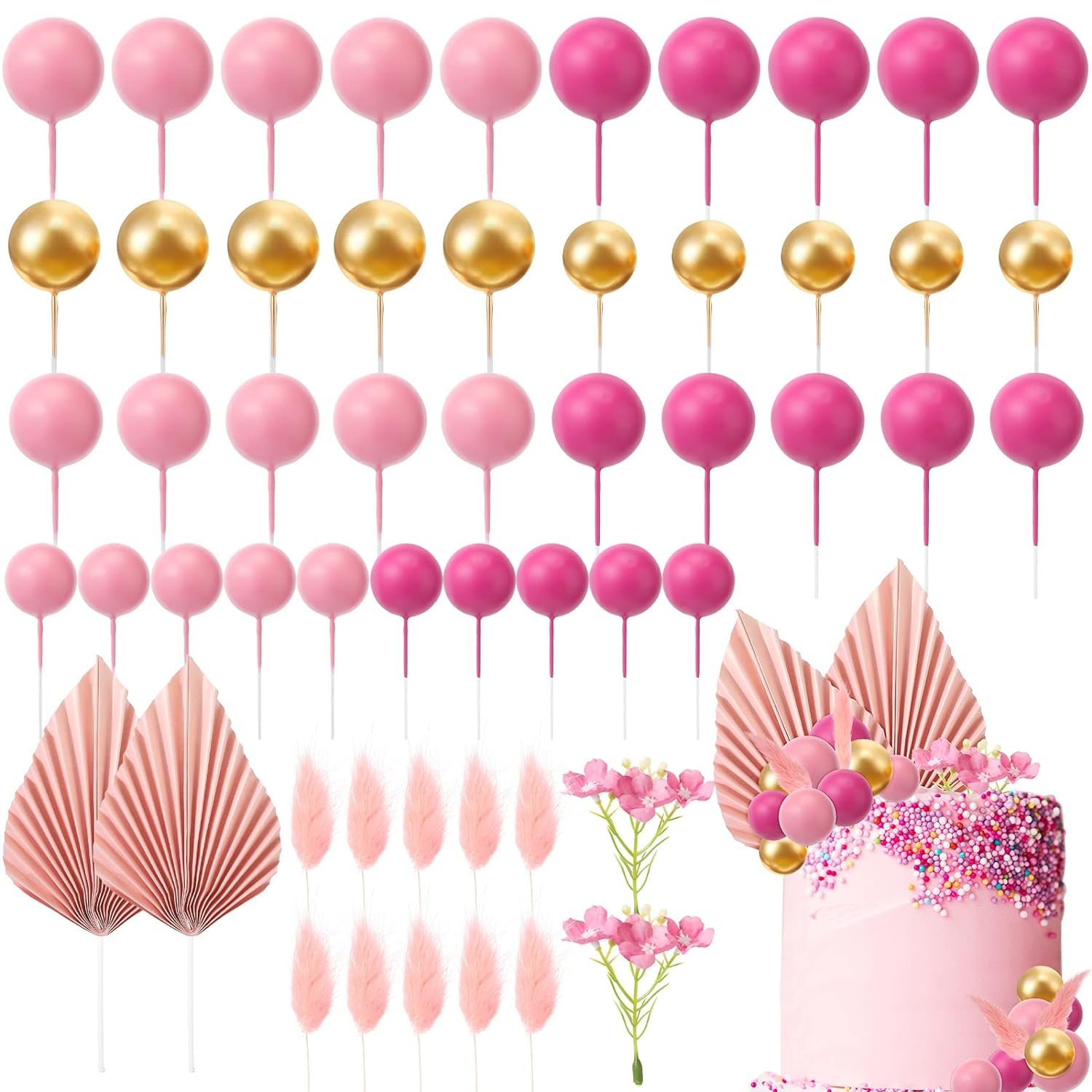Boho Cake Topper Mini Balls Cake Toppers Foam Balloon Cake Toppers for Birthday Party Supplies