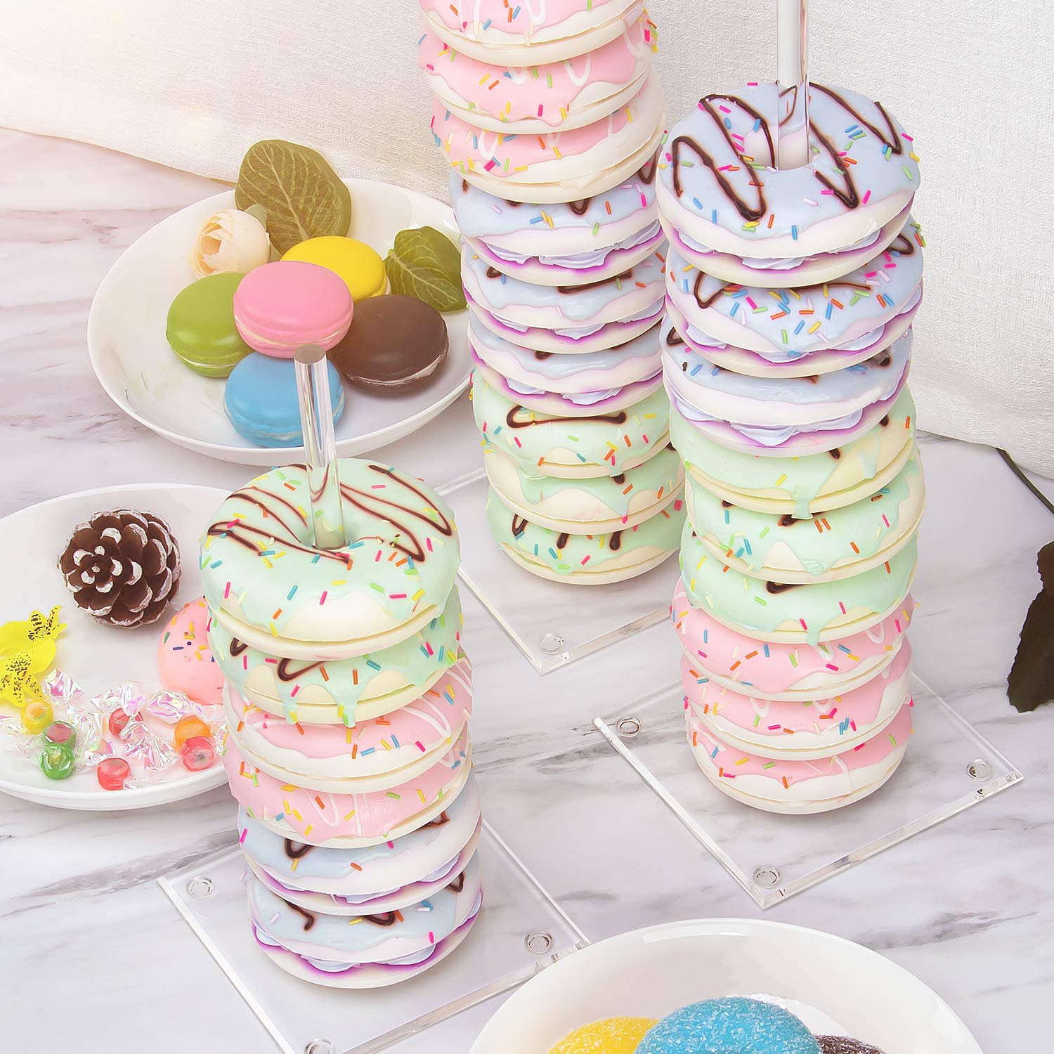 Factory wholesale 6 Pack Clear Doughnut Tower Holder for cake decorating supplies Acrylic Donut Stands for Party Decoration