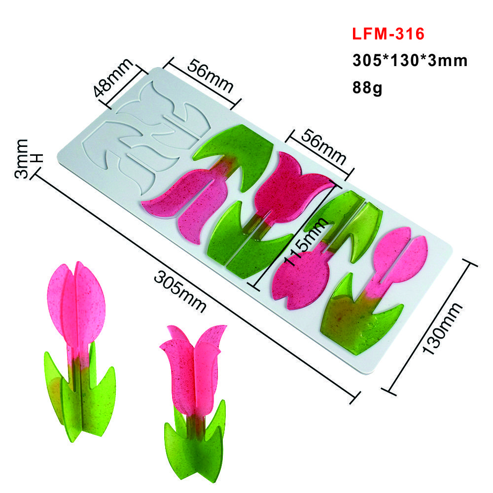 Early Riser 3D Tulip Lace Fondant Mat Dessert Tool Chocolate Mould Cake Baking Supplies Cake Decoration Silicone Mold