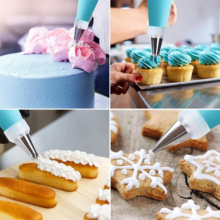 Customizable 210 Pcs Cake Decorating Kit Supplies with Aluminium Alloy Revolving Cake Turntable