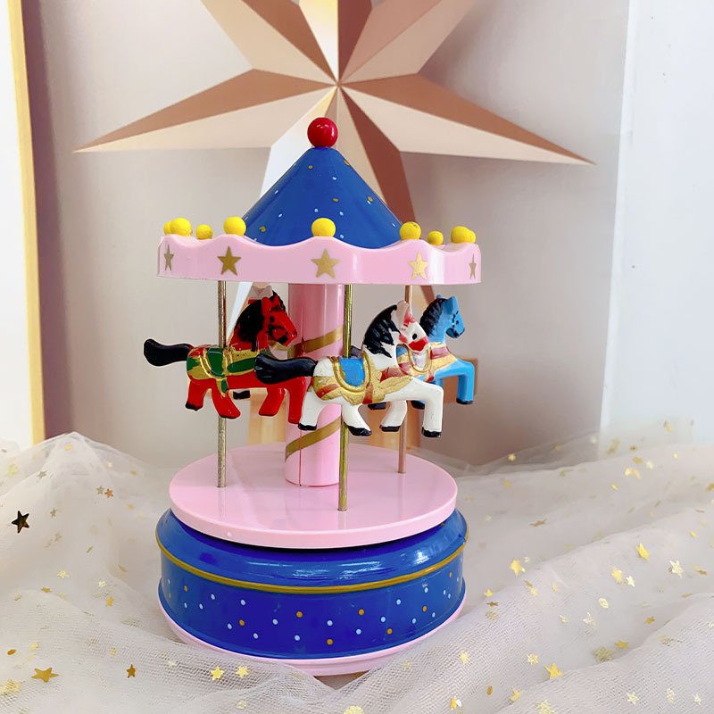 Carousel music box cake topper Clockwork music box cake decoration graduation birthday gift cake decoration toys