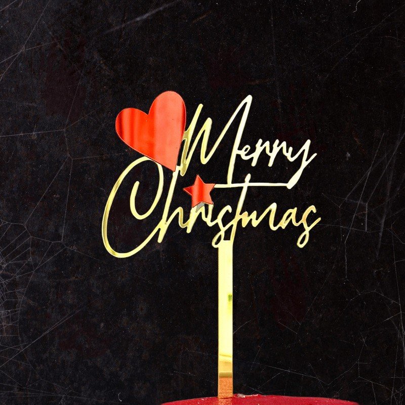 New Arrival Gold Red Happy New Year Cake Topper Acrylic Merry Christmas Cake Decoration 2025 New Year Party Supplies XQA363