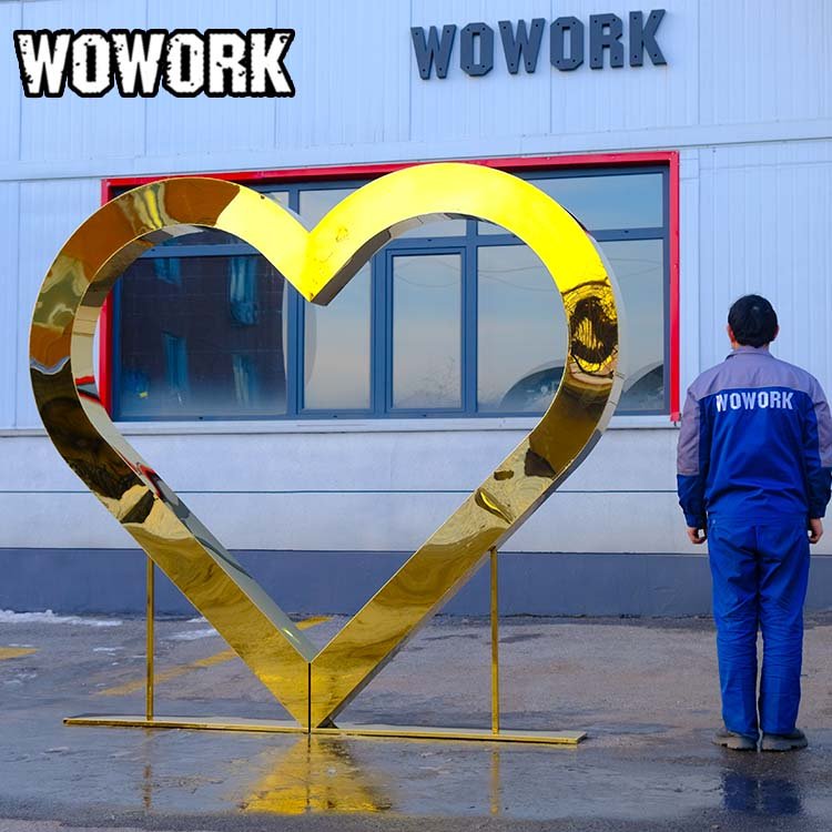2024 WOWORK ins style metal mesh round circle heart event wedding supplies gold frame arch backdrop for party stage decoration
