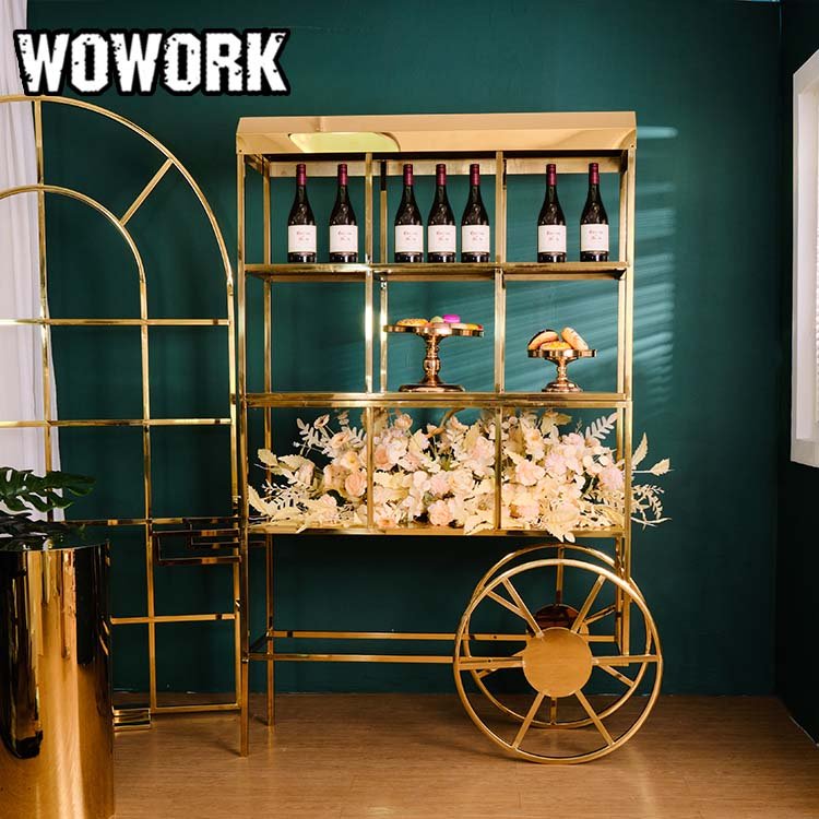 2024 WOWORK ins style metal mesh round circle heart event wedding supplies gold frame arch backdrop for party stage decoration