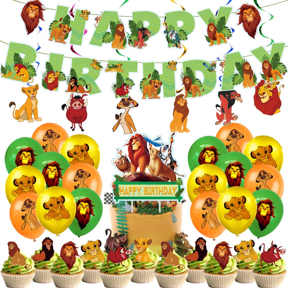 Lion King Birthday Party Decoration Set Children Back to School Party Paper Cupcake Toppers Tableware Customized Service