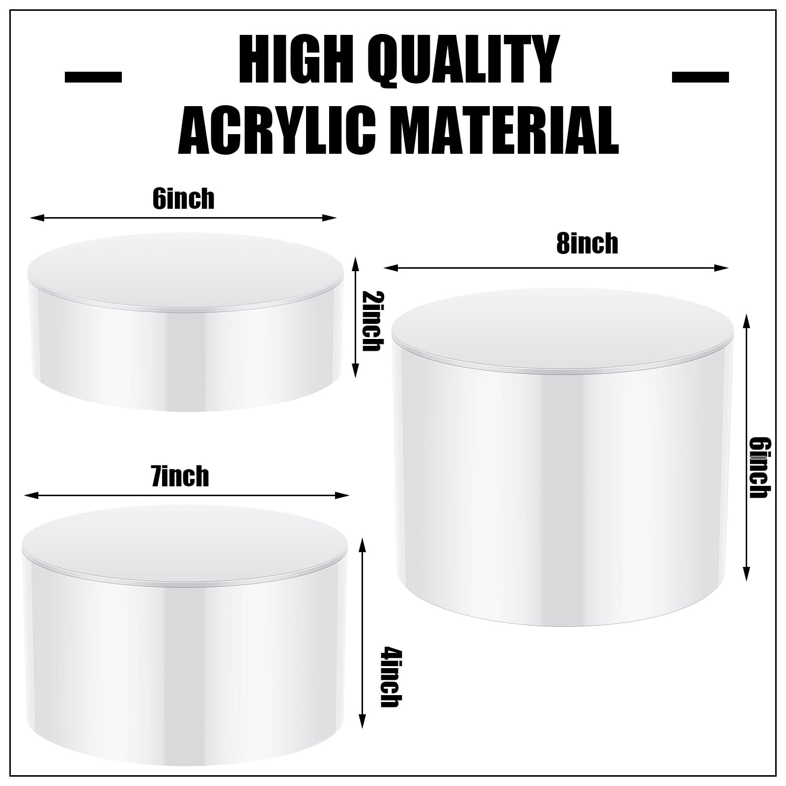 Factory wholesale Set of 3 birthday party decoration Acrylic cake decorating supplies trays for wedding christmas halloween