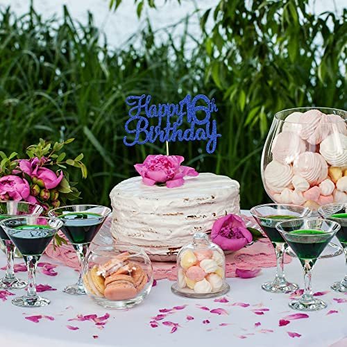 Birthday Party Decoration Supplies with Happy 16th Birthday Cake Topper for Kids Birthday Party Supply Set