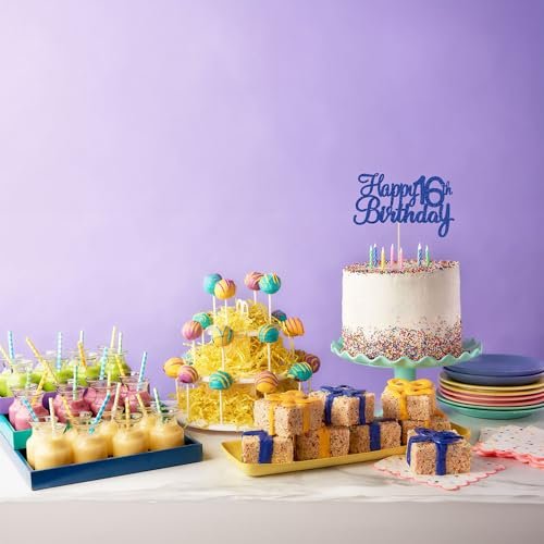 Birthday Party Decoration Supplies with Happy 16th Birthday Cake Topper for Kids Birthday Party Supply Set