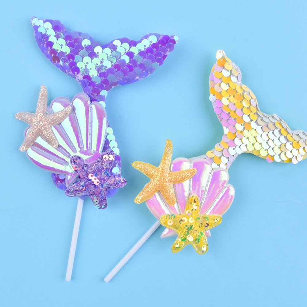 Fish Tail Cake Topper Decoration Cake Toppers for Happy Birthday Sea Beach Themed Party Decor Supplies