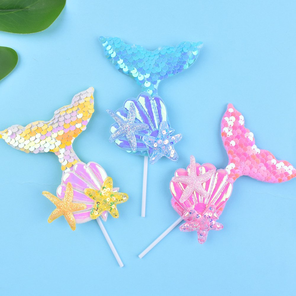 Fish Tail Cake Topper Decoration Cake Toppers for Happy Birthday Sea Beach Themed Party Decor Supplies