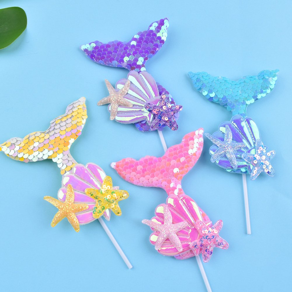 Fish Tail Cake Topper Decoration Cake Toppers for Happy Birthday Sea Beach Themed Party Decor Supplies