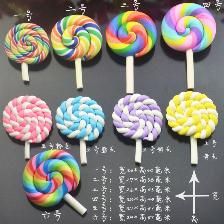 Rainbow Pottery Clay Lollipop Series Miniatures Scrapbooking Supplies Flatback Cabochon Material Embellishment DIY Jewelry